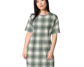 Vestido de camiseta Soft Pine Green Plaid