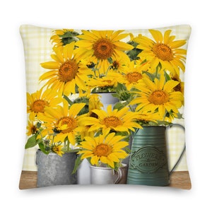 Farmhouse Sunflowers Square Premium Pillow