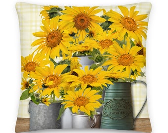 Farmhouse Sunflowers Square Premium Pillow