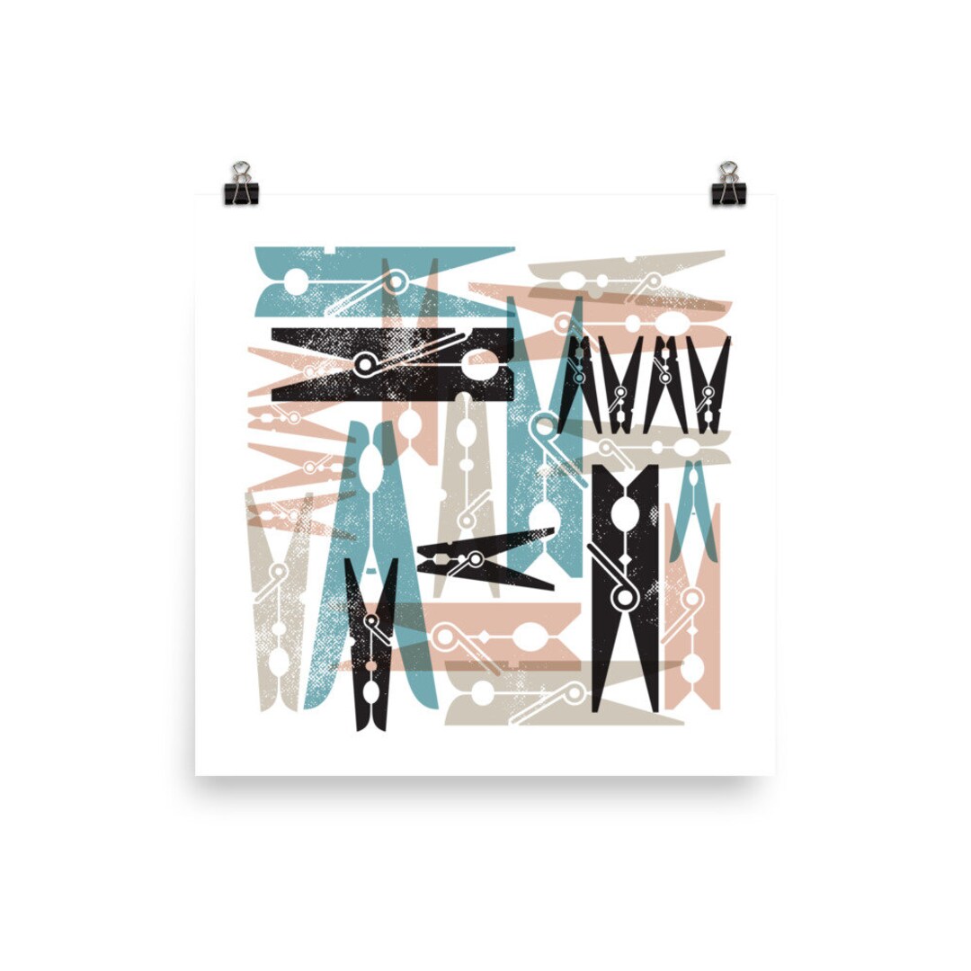 Laundry Room Clothespins Retro Style Square Poster TTBB - Etsy