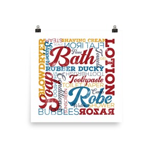 Bathroom Vintage Style Lettering Poster in Vintage Colors Bathroom Wall Art