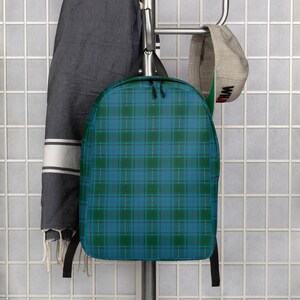 Green Teal Purple Plaid Minimalist Backpack