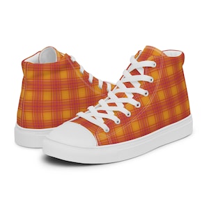 Butterscotch Plaid Women’s high top canvas shoes