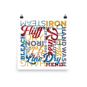 Lavanderia Lettering Poster Colori Vintage