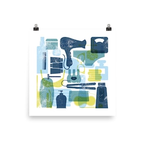 Bathroom Vintage Style in Retro Colors Poster 2 Bathroom Wall Art