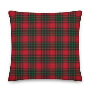 Red and Green Plaid Premium Pillow
