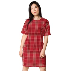 Red Plaid T-shirt dress