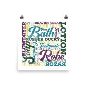 Bathroom Vintage Lettering Poster in MCM Fun Colors