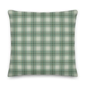 Sage Green Plaid Premium Pillow