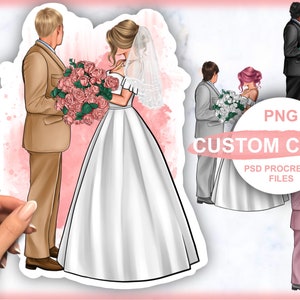 Wedding invitation clipart, bride and groom personalized clipart, wedding clip art, instant digital download PNG & PSD