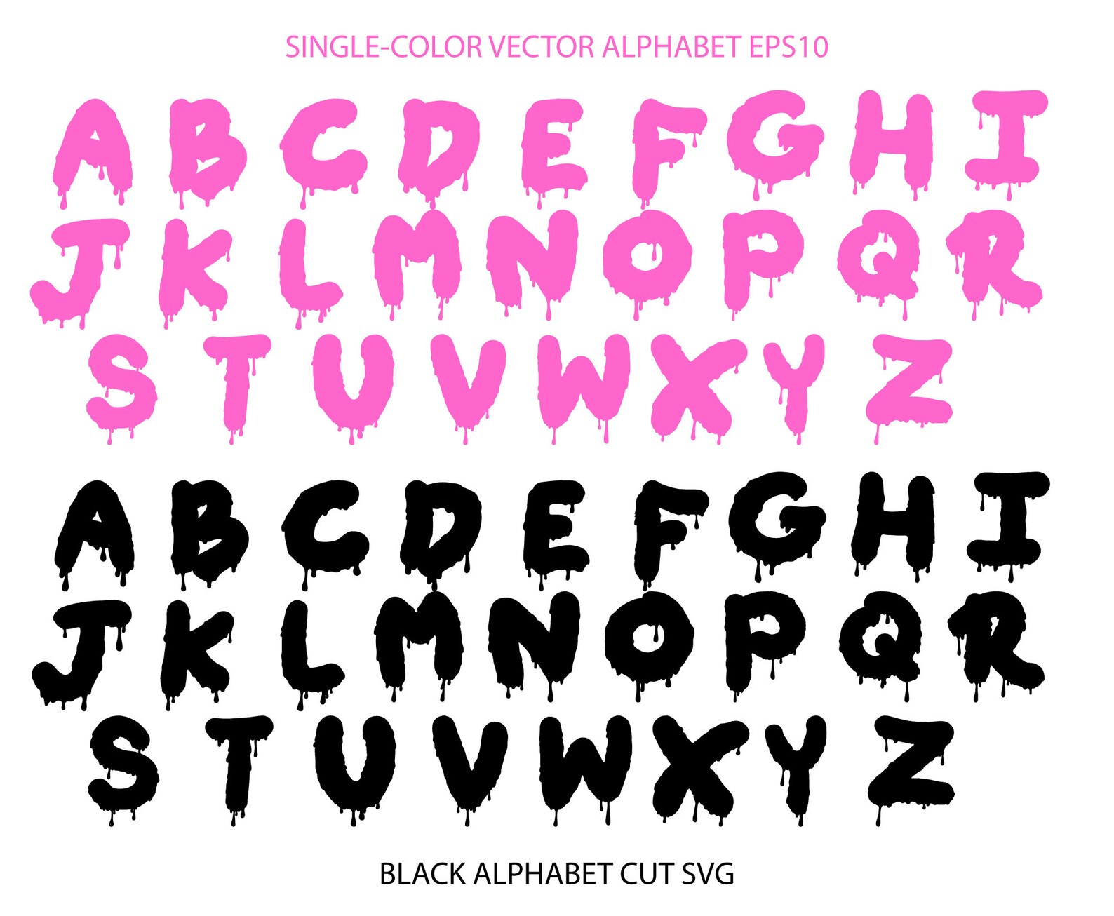 Dripping paint letters dripping font svg pink glaze clipart Etsy