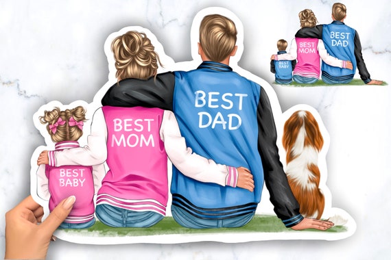 Family clipart mom dad daughter son dog customizable | Etsy