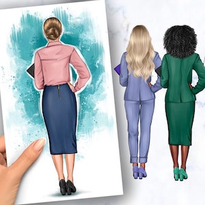 Lady boss clipart, educator clipart, PNG teacher, businesswoman planner, kindergarten teacher