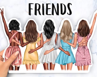Best friend clipart, Best Friends Portrait, Personalized Illustration, Afro girl clipart, Best friend gifts Instant download PNG