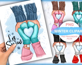Couple clipart, winter christmas illustration, Best friend clipart, Personalized Illustration, Best friend gifts Instant download PNG