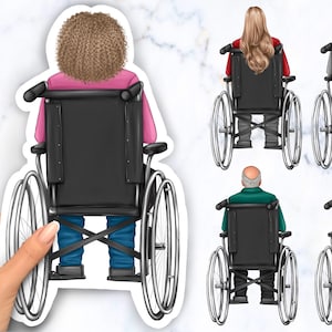 Una persona discapacitada en silla de ruedas, imágenes prediseñadas familiares, imágenes prediseñadas de mejores amigos, retrato familiar personalizado, descarga instantánea de formatos PSD PNG