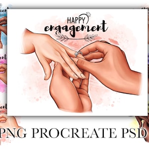 Clip art of a couple in love, Happy engagement date, male and female hand, boyfriend + girlfriend, put on a ring