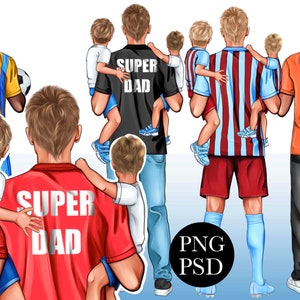Vatertags-Familien-Clipart, Fußball-Clipart, Fußball-Clipart, persönliche Familien-ClipArt, sofortiger PNG-Download