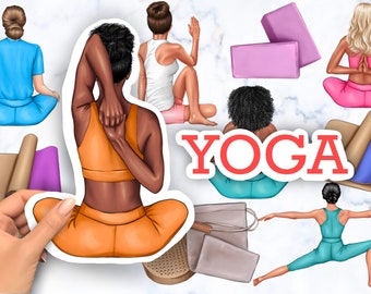 Yoga Clipart, Yoga Girl Clipart, women Meditate, Enlightened, Sublimation Design, Instant download PSD PNG formats