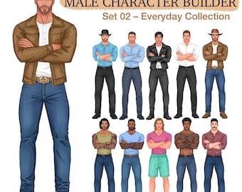 Romance Character Creator | Male Character Builder for Procreate, PSD & PNG