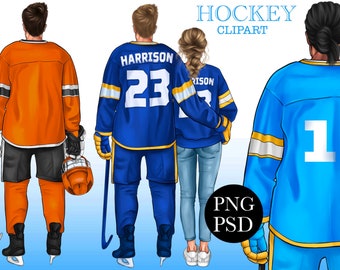 Couple clipart, Hockey clipart, Best friend clipart, Personalized Illustration, Afro girl clipart, Instant download PNG