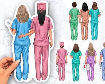Nurses Clip Art, Custom Nurse Portrait, Doctor Clip Art, Medic, Nurse Life, healthcare clipart