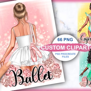 Ballet clipart, dance clipart, Gymnasts clipart, Sport, Personalized Illustration, Instant download PNG