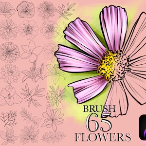 Blumenstempelpinsel für Procreate, Blumenstempel, Procreate Blumenstempel, Floral Procreate, Procreate Botanical,