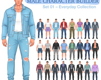 Romance Character Creator | Male Character Builder for Procreate, PSD & PNG