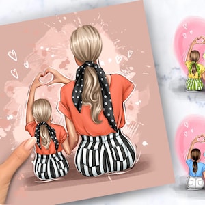 Mothers day gift from daughter personalize, mom and daughter clipart instant download PNG & PSD