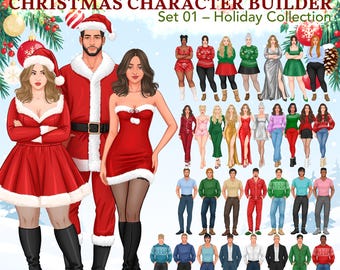 Christmas Character Builder | Holiday Creator for Authors | Male, Female Plus Size | PSD & PNG