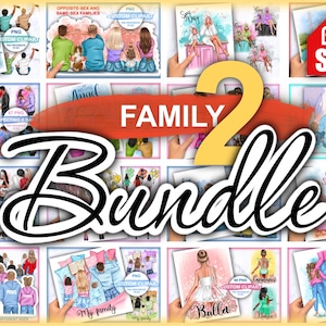 Familie clipart, bundels, grote set, beste vrienden clipart, gepersonaliseerde illustratie, PNG, PSD, Procreate-bestanden