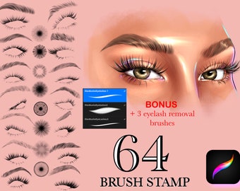 Procreate eyelashes brushes, eyes, eyelashes, eyebrows, iris, pupils, hair procreate stamps, procreate brush