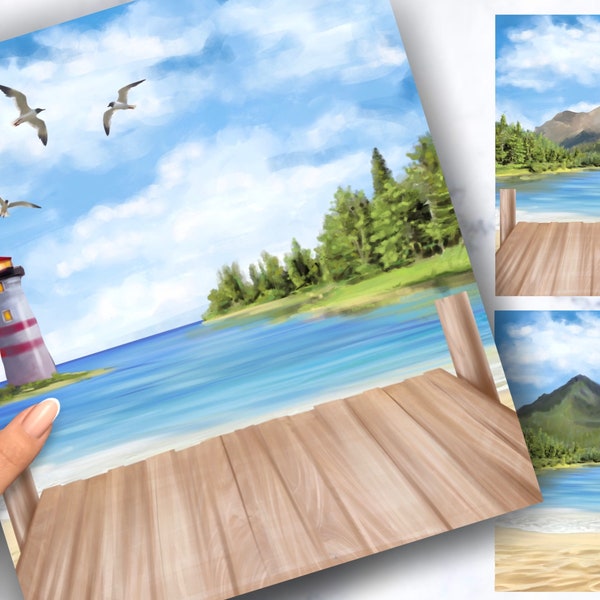 Landscape clipart, Summer clipart, Nature clipart, Mountain clipartdigital instant download PNG