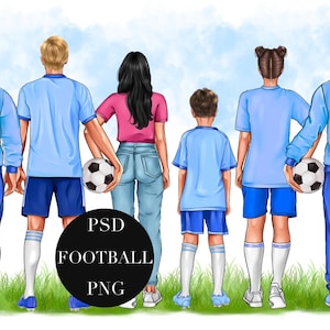 Familien-Clipart, Fußball-Clipart, Fußball-Clipart, persönliche Familien-ClipArt, sofortiger PNG-Download