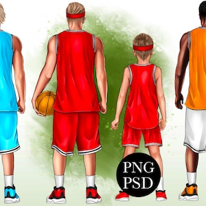 Clipart di basket, basket di papà e figlio, giocatore di basket, clipart personalizzata, scarica png e psd