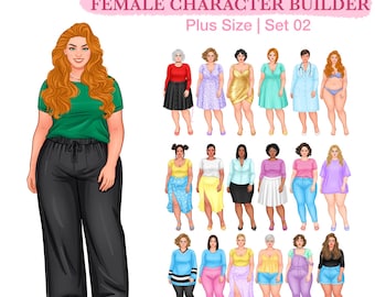 Plus Size Female Character Builder | Romance Character Creator for Authors | PSD & PNG