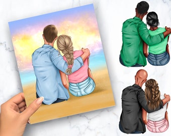 Imágenes prediseñadas de pareja, Imágenes prediseñadas de mejor amigo, Ilustración personalizada, Imágenes prediseñadas de chica afro, Regalos de mejor amigo Descarga instantánea PNG