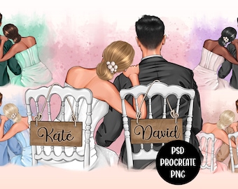 Imágenes prediseñadas de invitación de boda, imágenes prediseñadas personalizadas de novia y novio, imágenes prediseñadas de boda, descarga digital instantánea PNG & PSD