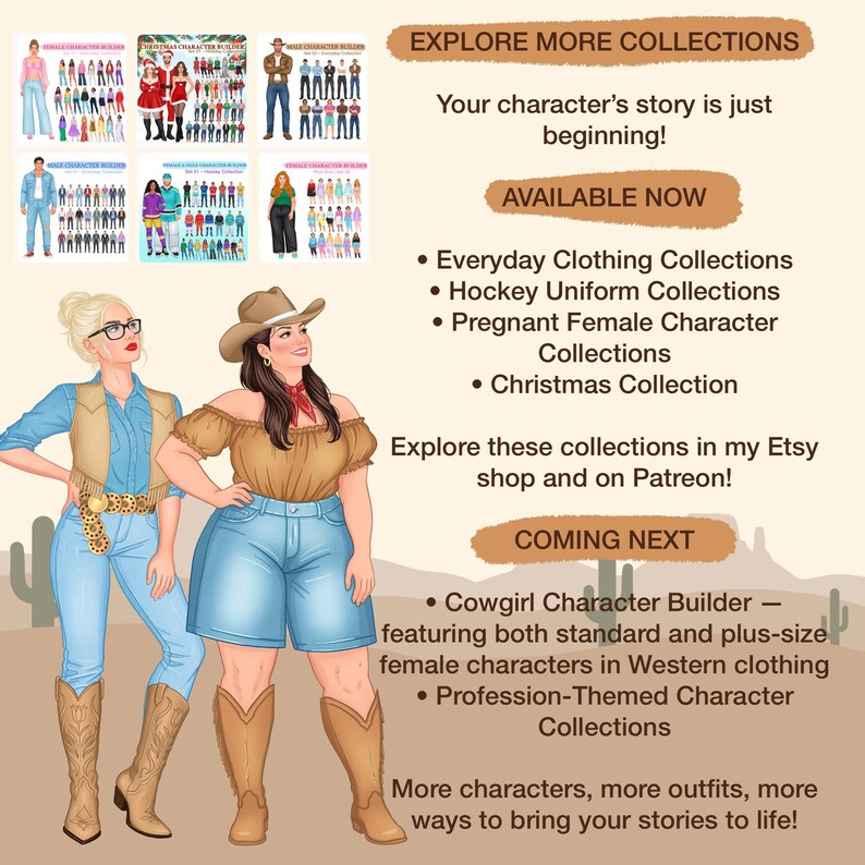 Cowboy Character Creator | Male Western Character Builder Set 02 | PSD ...