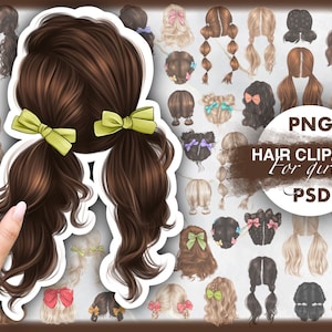 ヘアクリップアート、小さな女の子の髪、子供のヘアスタイル、髪付き181 PNGファイルアクセサリー付き21 PNGファイル