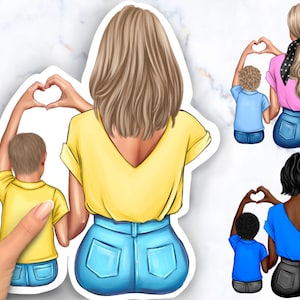 Family clipart, Mom and son clipart instant download PNG & PSD