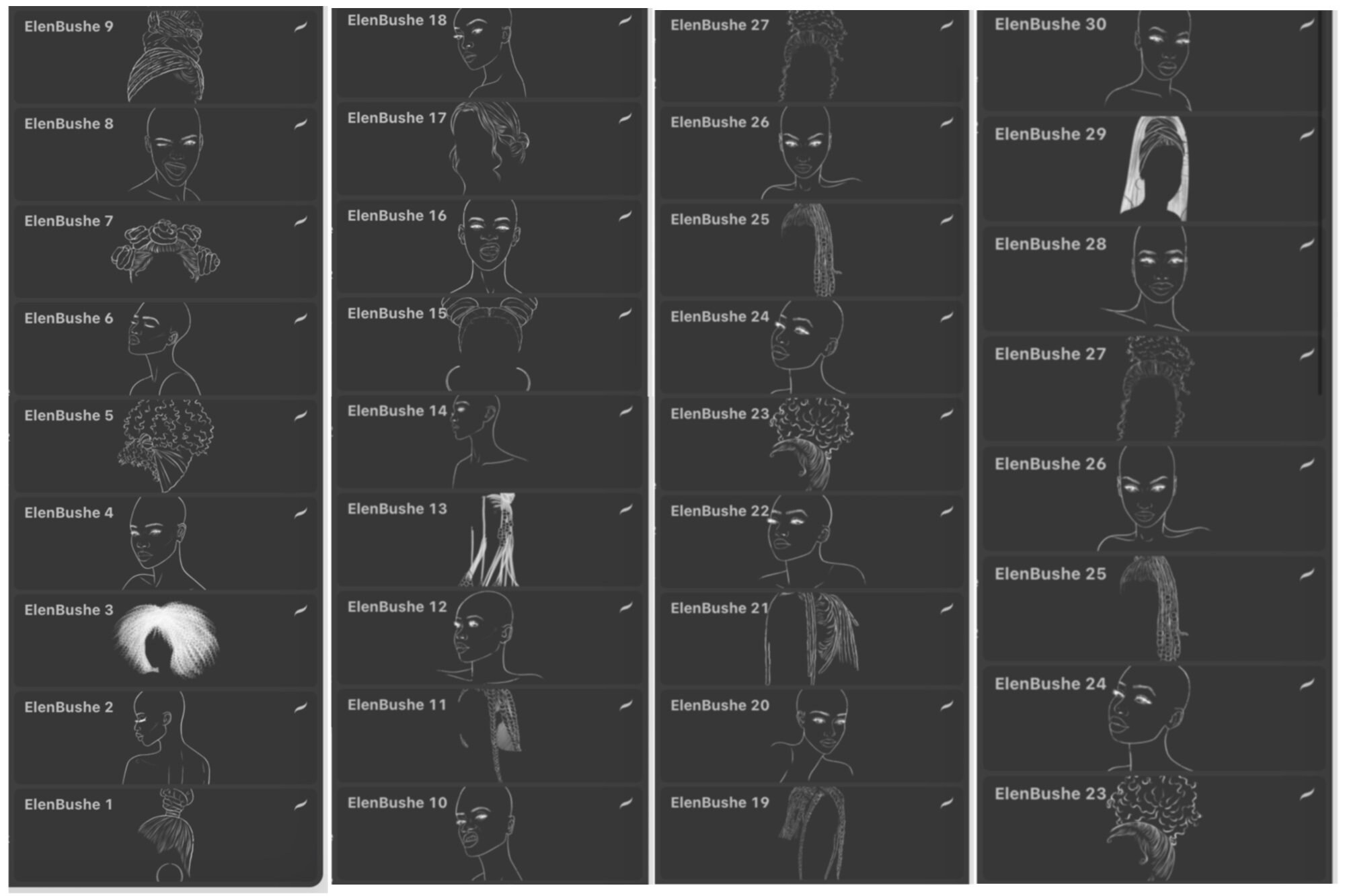 Procreate Face Hair Brushes Afro Girl Procreate Stamps Etsy