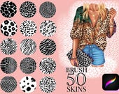 Animal print Procreate brush set leopard zebra pattern, Animal Print Procreate Brushes