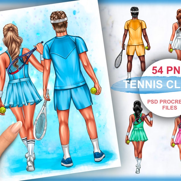 Сouple clipart, Tennis, Best friend clipart, Personalized Illustration, Afro girl clipart, Instant download PNG
