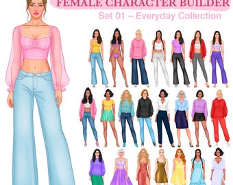 Female Character Builder | Romance Character Creator for Authors | PSD & PNG