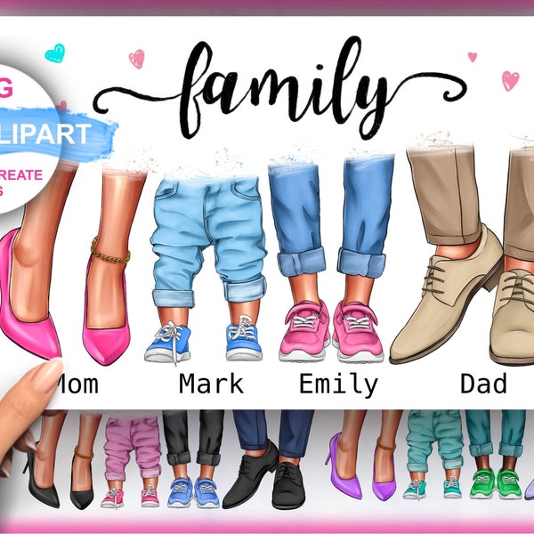 Family clipart, Mom Dad girl man clipart, Mommy clipart, Mom clipart instant download PNG & PSD