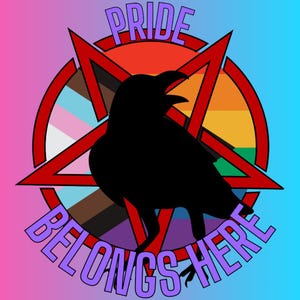 Adesivo "Pride Belongs Here" con corvo / Adesivo LGBTQ Pride con corvo e pentagramma / Regalo per gli amanti dei corvi queer
