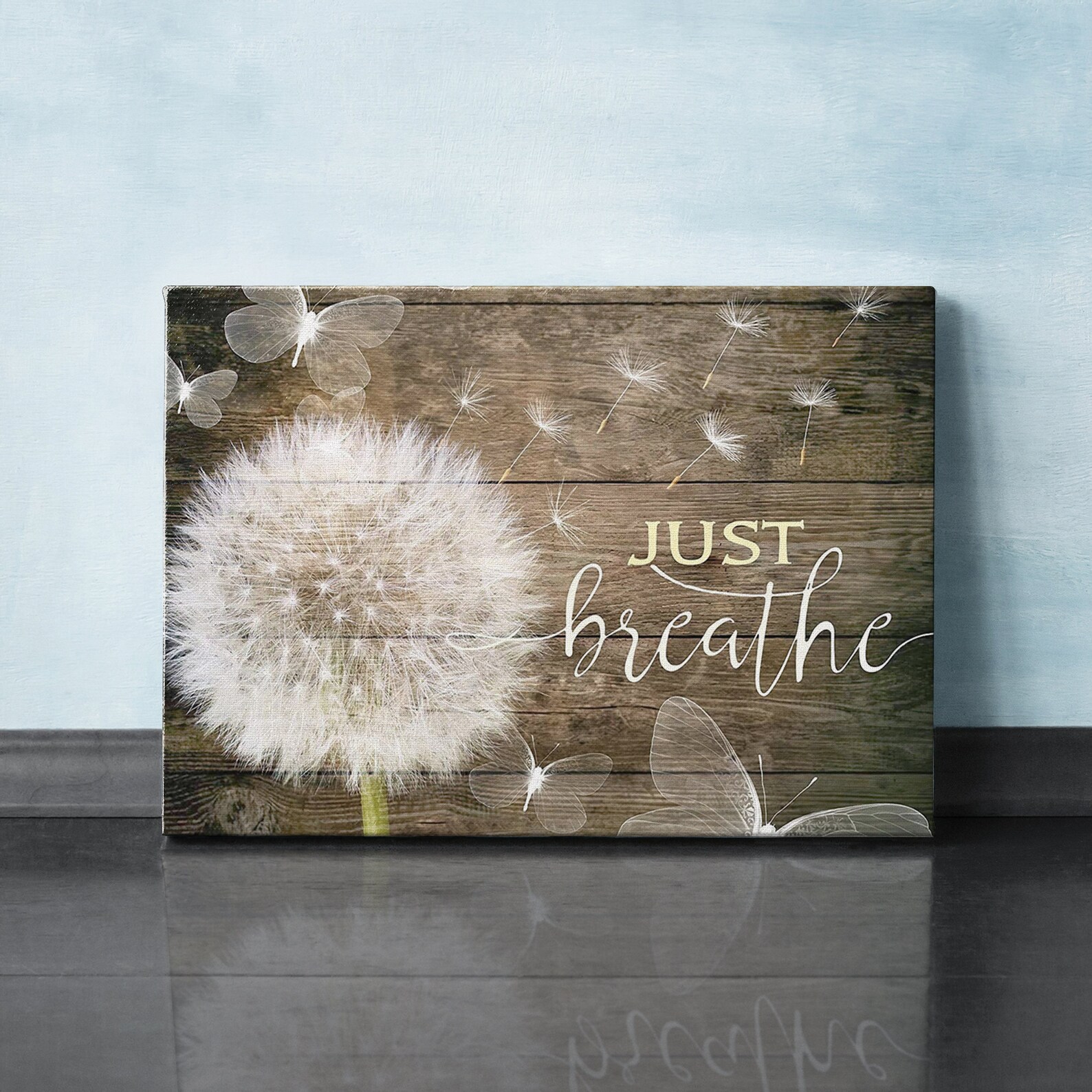 Dandelion Just Breathe Print Canvas Wall Art Poster Etsy