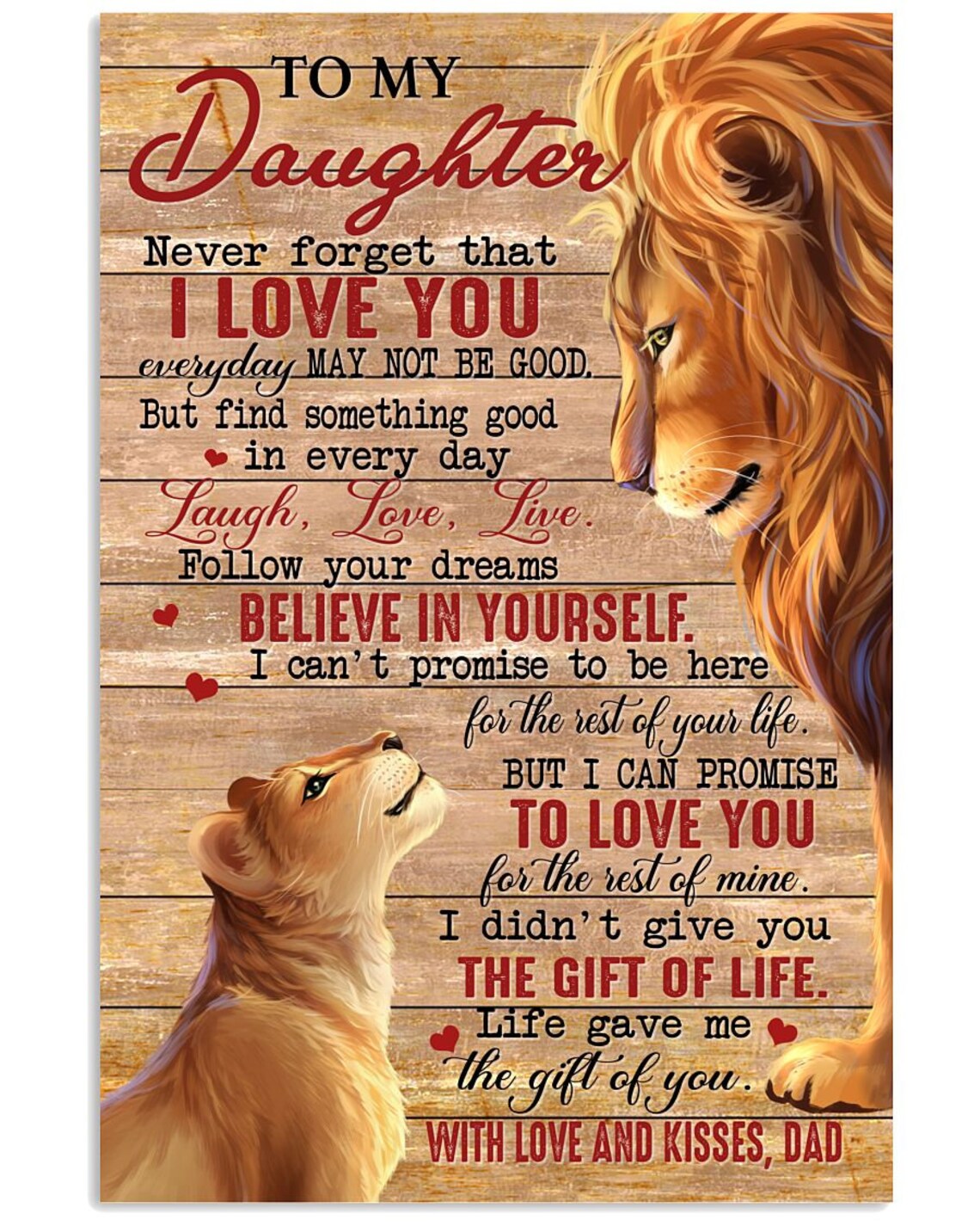 Lion To My Daughter Never That I Love You Canvas Framed Etsy